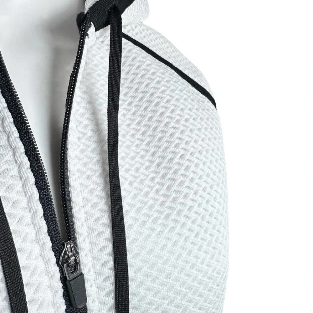 Hot Beso Hooded Zip Up Jacket White Black Women's Medium